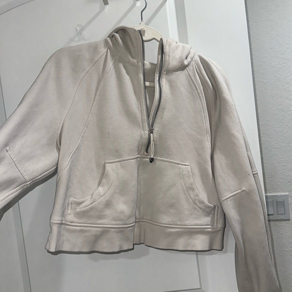 Lulu half zip cropped scuba in white opal
